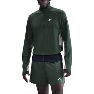 NWT Nike Trail Mens Dri-FIT 1/2-Zip Mid Layer Wool Blend Top Small Green